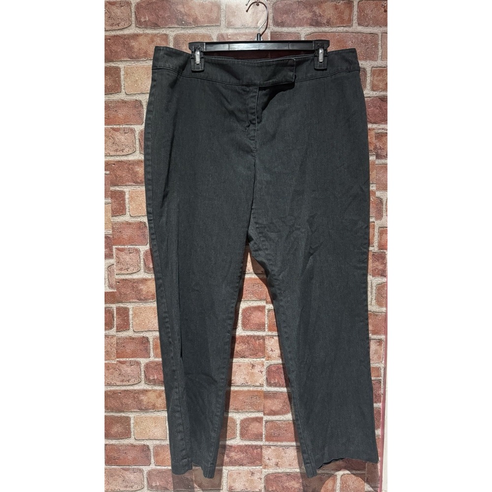 New York & Company Stretch Polyester Pants Women's Petites 16 Dark Gray Hook&Eye